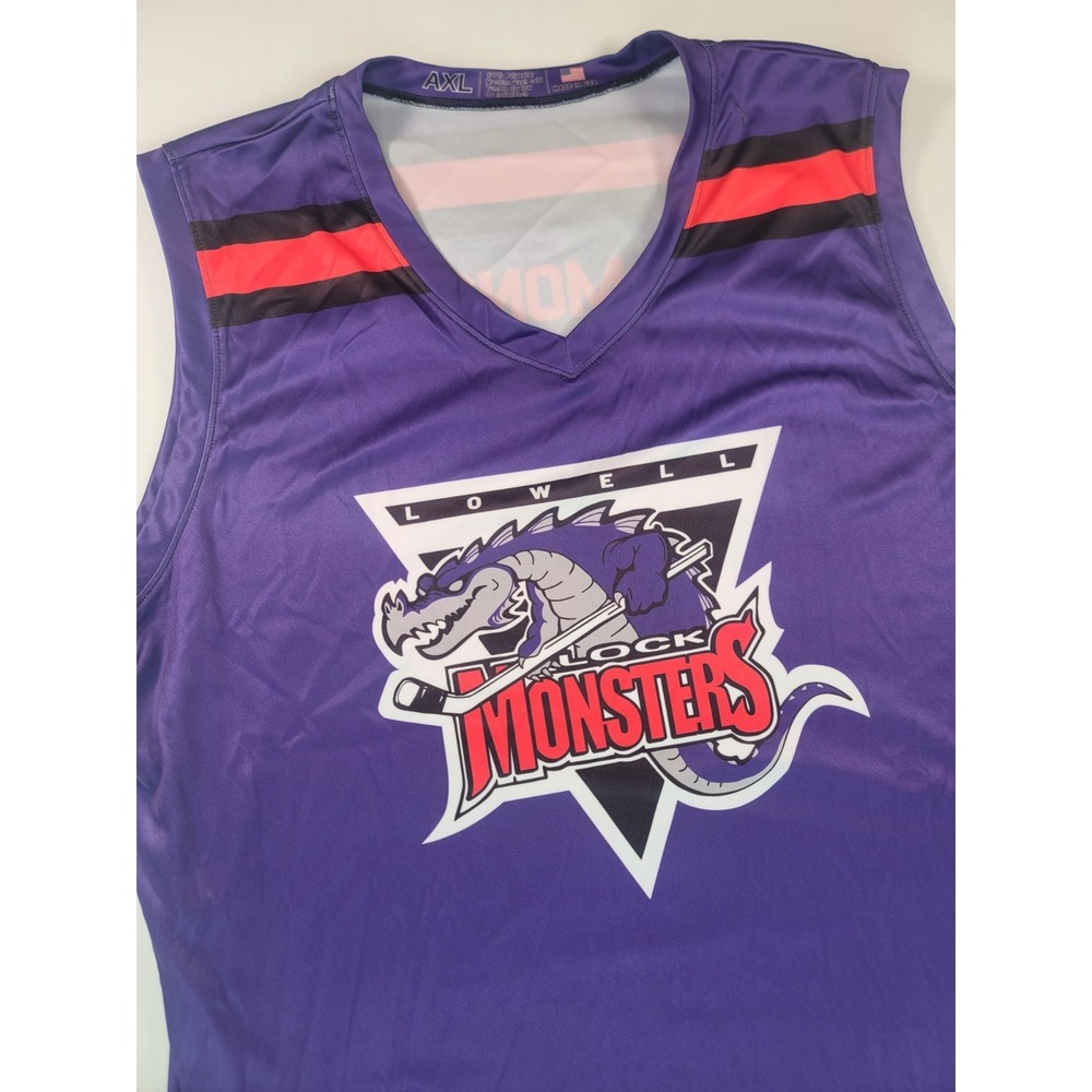 Lowell Lock Monsters Hockey Jersey Purple Sleeveless USA Adult XL